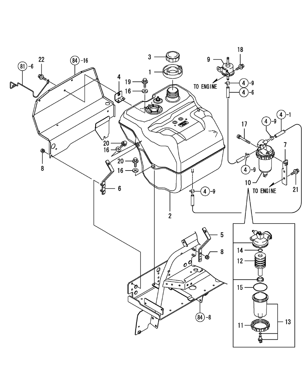 Tank, Fuel Diagram and Parts List for SX3100 54ALB4S727-54ALB4SW727-54ALB4SX727-54ALB4SY727-54ALB4SZ727-54AMB4S727-54AMB4SW727-54AMB4SX727-54AMB4SY727-54AMB4SZ727 Cub Cadet Lawn Tractor